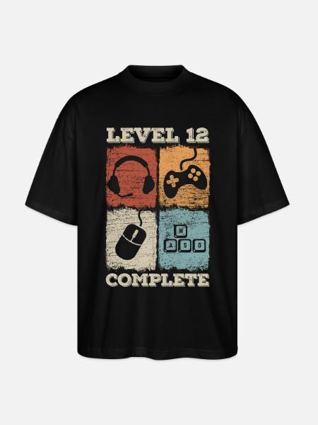 12th Birthday Level Complete Gaming - Stanley/Stella Oversized Unisex Organic T-shirt Blaster 2.0 - black