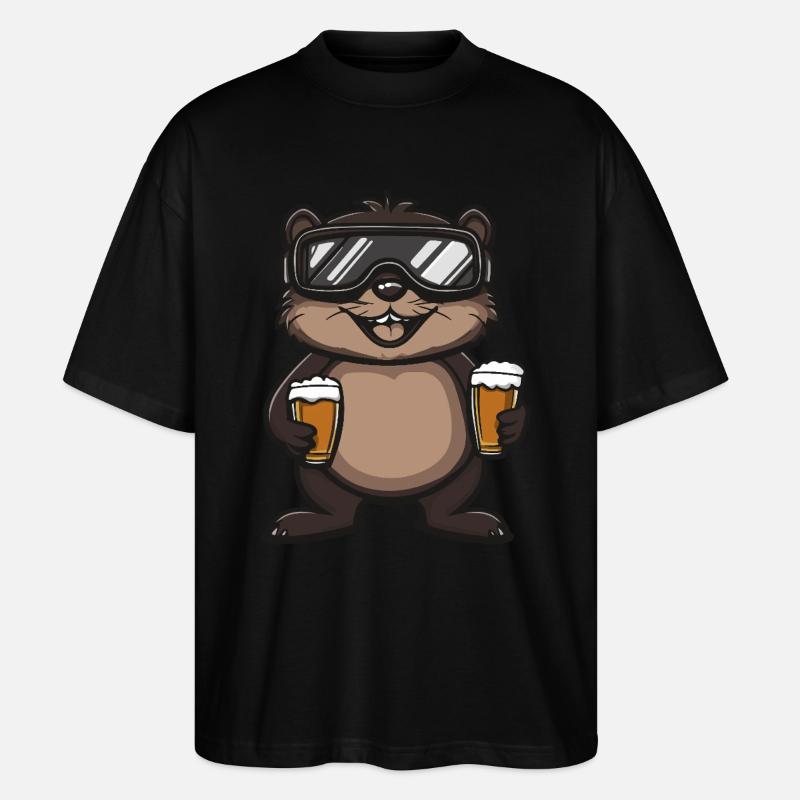 Beaver Après Ski Beer Comic - Stanley/Stella Oversized Unisex Organic T-shirt Blaster 2.0 - black