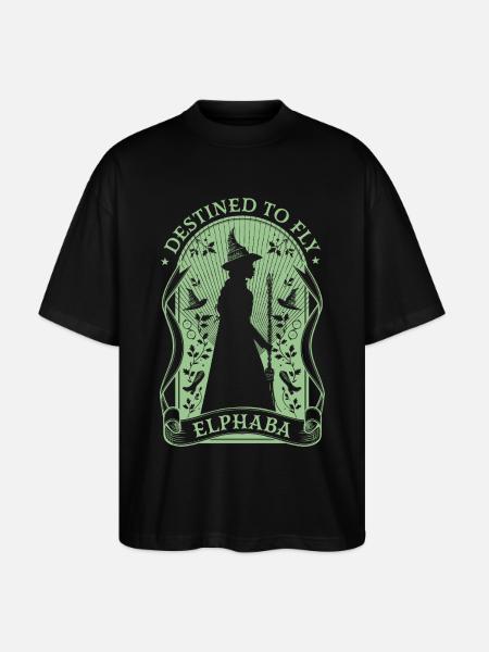 Wicked Design Elphaba med ordsprog bestemt til at flyve - Stanley/Stella Oversize Unisex Øko T-shirt Blaster 2.0 - sort