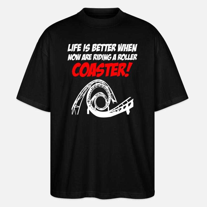 Riding Roller Coaster - Stanley/Stella Oversized Unisex Organic T-shirt Blaster 2.0 - black