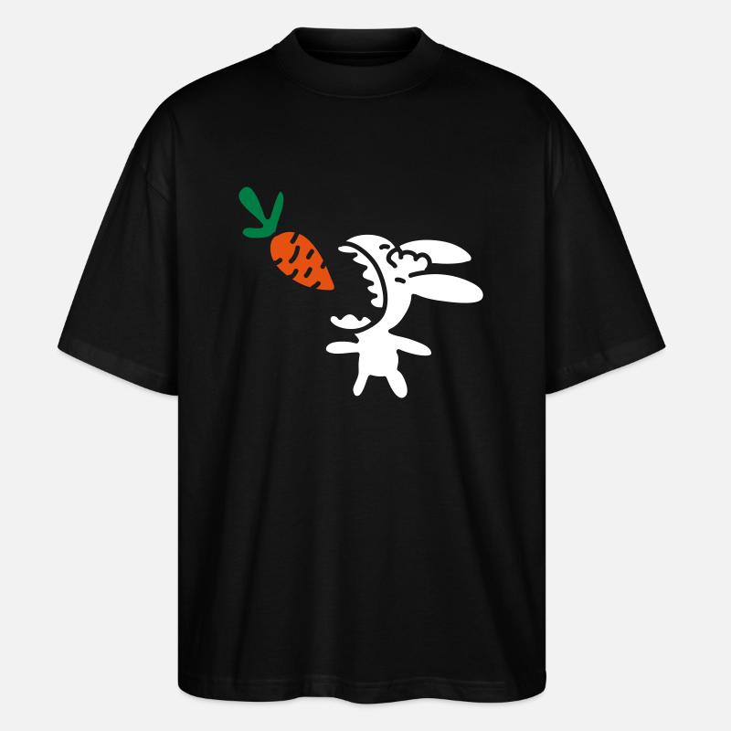 Bunny eats carrot - 3 - Stanley/Stella Oversized Unisex Organic T-shirt Blaster 2.0 - black