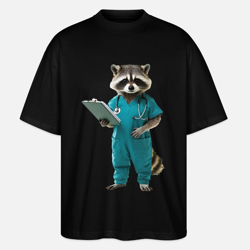 Waschbär - Stanley/Stella Oversized Unisex Bio T-Shirt Blaster 2.0 - Schwarz