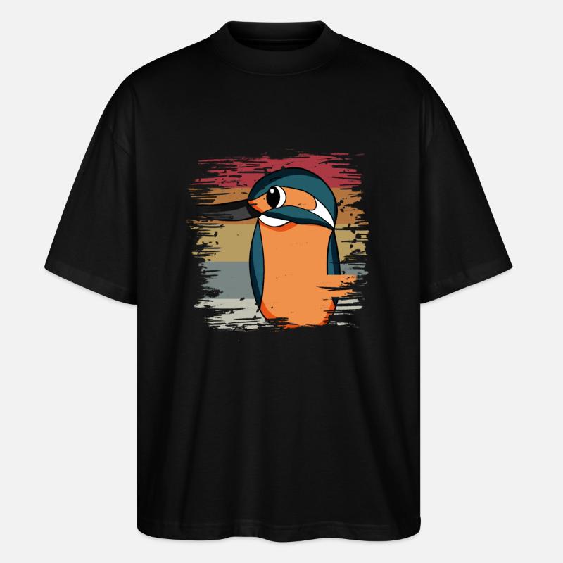 Eisvogel Blauer Vogel Retro - Stanley/Stella Oversized Unisex Bio T-Shirt Blaster 2.0 - Schwarz