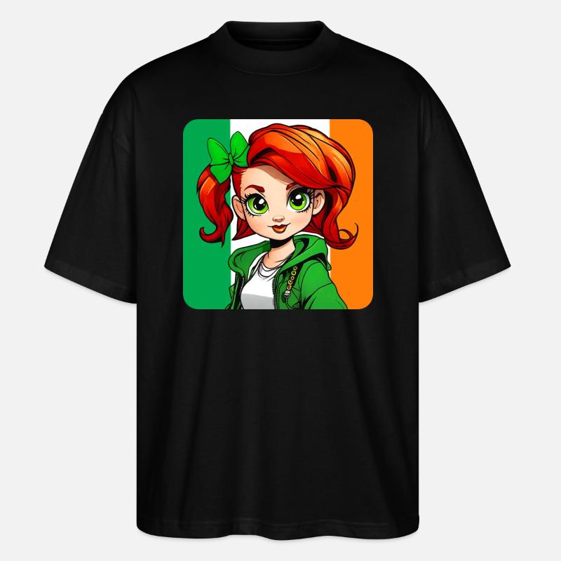 Niedliches irisches rothaariges Mädchen - Stanley/Stella Oversized Unisex Bio T-Shirt Blaster 2.0 - Schwarz
