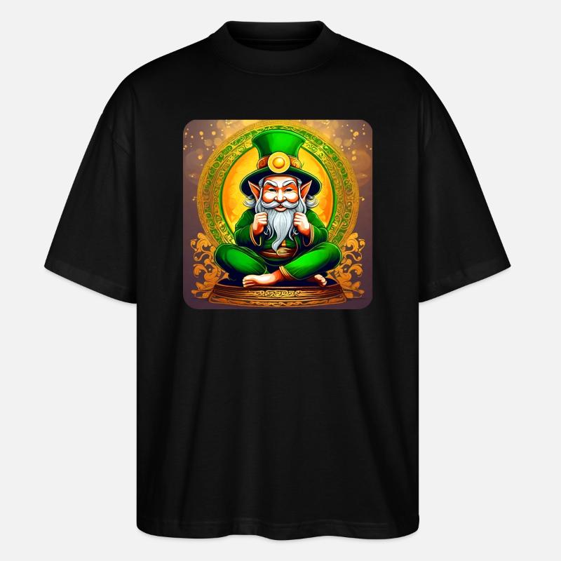 Irischer Kobold in Buddha Position - Stanley/Stella Oversized Unisex Bio T-Shirt Blaster 2.0 - Schwarz
