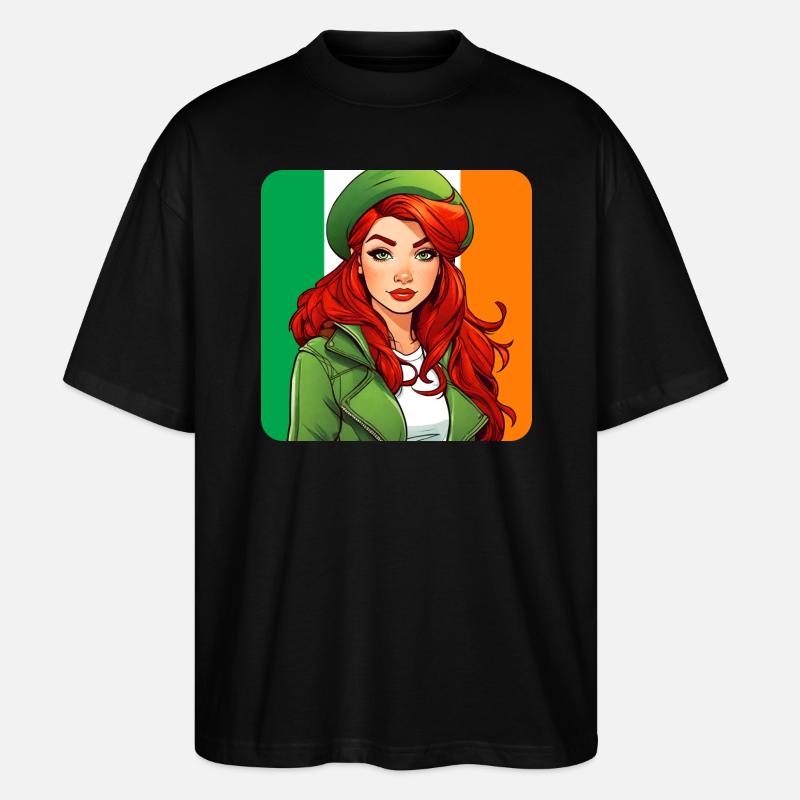 Cooles irisches rothaariges Mädchen - Stanley/Stella Oversized Unisex Bio T-Shirt Blaster 2.0 - Schwarz