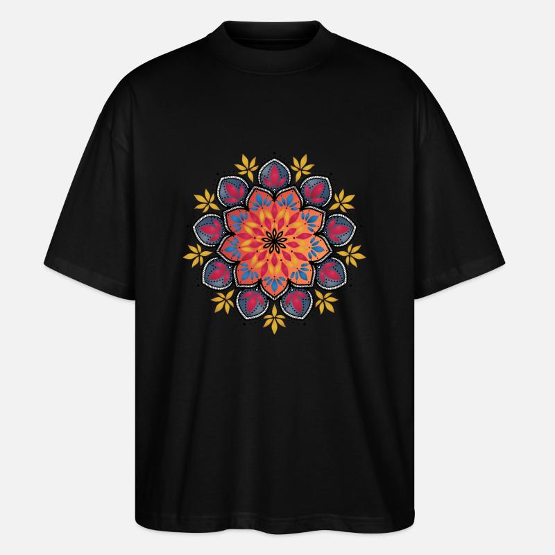 Mandala Fleurs de Chance No.1 - T-shirt bio Blaster 2.0 coupe oversize Stanley/Stella Unisexe - noir