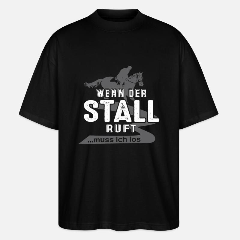 Pferd - Wenn der Stall ruft.. - Stanley/Stella Oversized Unisex Bio T-Shirt Blaster 2.0 - Schwarz