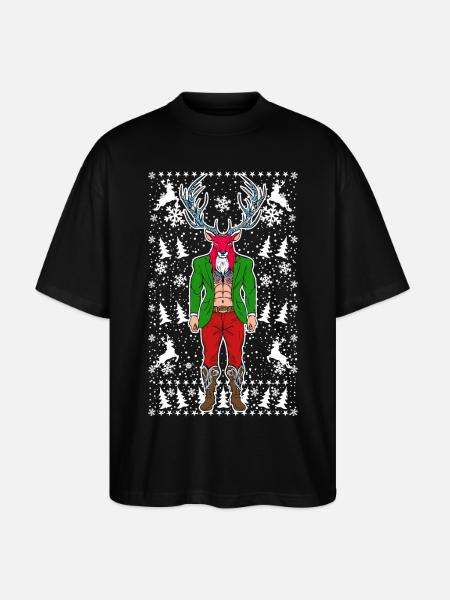 05 Hirsch Rudolf Mann Snowflakes - Stanley/Stella Oversized Unisex Organic T-shirt Blaster 2.0 - black
