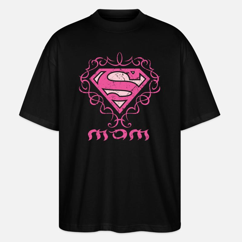 Superman S-Shield Mom - Stanley/Stella Oversized Unisex Bio T-Shirt Blaster 2.0 - Schwarz