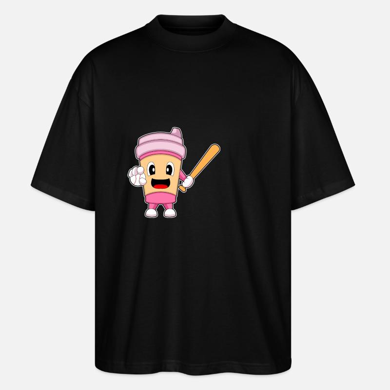 Coffee Baseball Baseball Bat - Stanley/Stella Oversized Unisex Organic T-shirt Blaster 2.0 - black