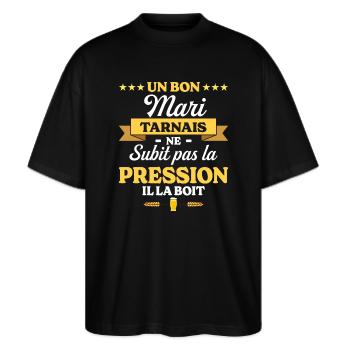 Mari Tarnais Compagnon Humour Mari - T-shirt bio Blaster 2.0 coupe oversize Stanley/Stella Unisexe - noir - Devant - Alina (178cm) & Michal (187cm)