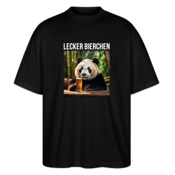 Panda avec de la bière Yummy Beer Beer Meme - T-shirt bio Blaster 2.0 coupe oversize Stanley/Stella Unisexe - noir - Devant - Alina (178cm) & Michal (187cm)