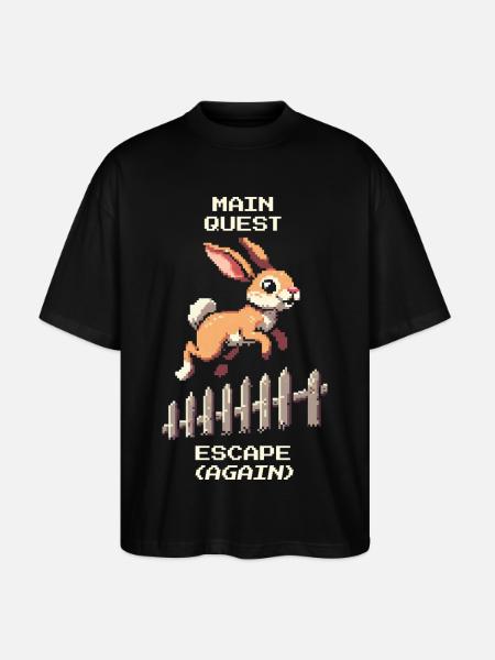 Main Quest Escape | Hasen Ausbruchswitz - Stanley/Stella Oversized Unisex Bio T-Shirt Blaster 2.0 - Schwarz