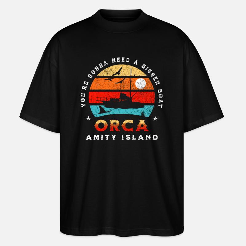 Orca - Amity Island - Stanley/Stella Oversized Unisex Bio T-Shirt Blaster 2.0 - Schwarz
