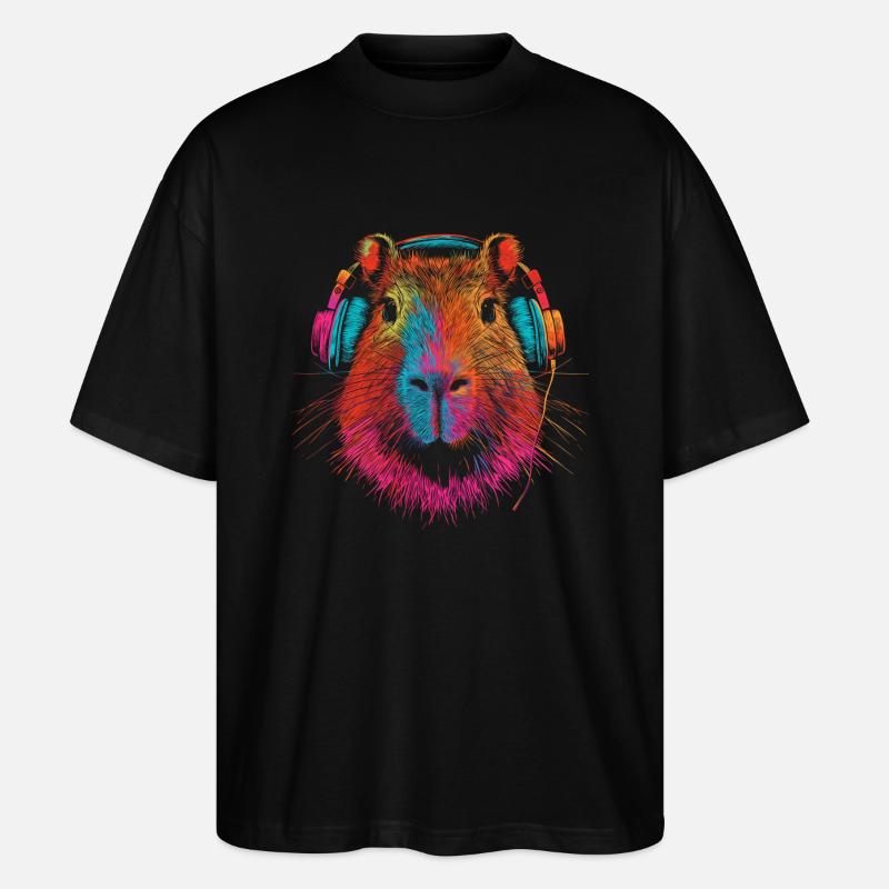 Capybara Lustiges Geschenk - Stanley/Stella Oversized Unisex Bio T-Shirt Blaster 2.0 - Schwarz