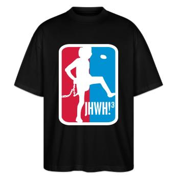 Jehova! Jehova! Jehova! - Stanley/Stella Oversized Unisex Bio T-Shirt Blaster 2.0 - Schwarz - Vorne - Alina (178cm) & Michal (187cm)
