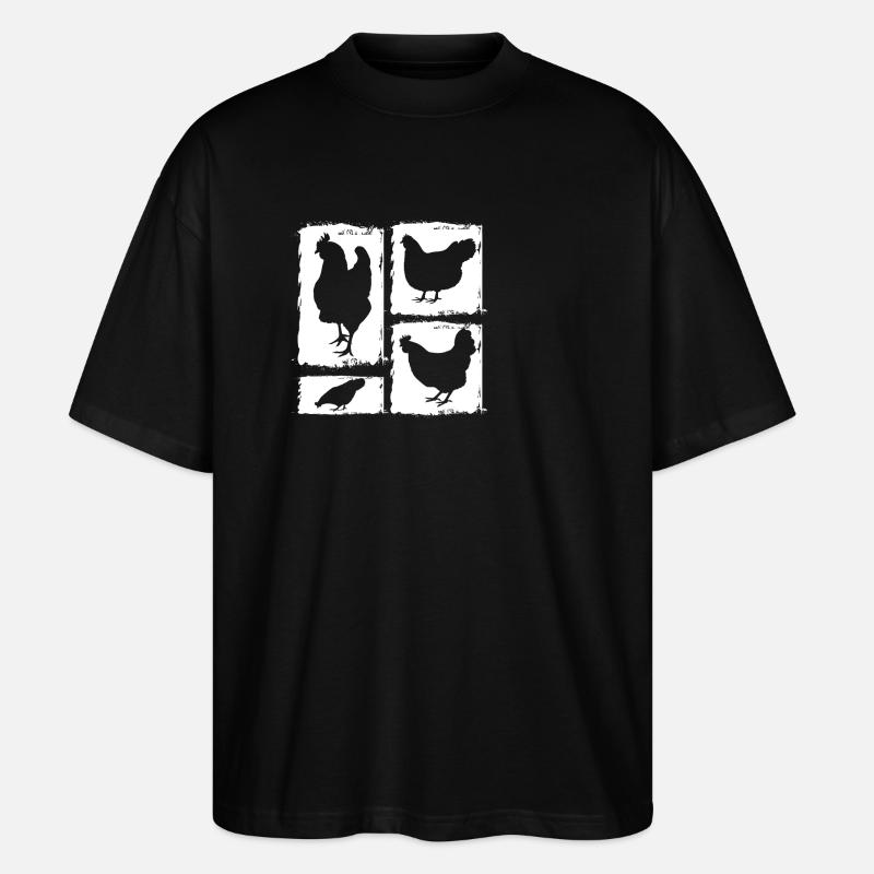 Hühner Henne - Stanley/Stella Oversized Unisex Bio T-Shirt Blaster 2.0 - Schwarz