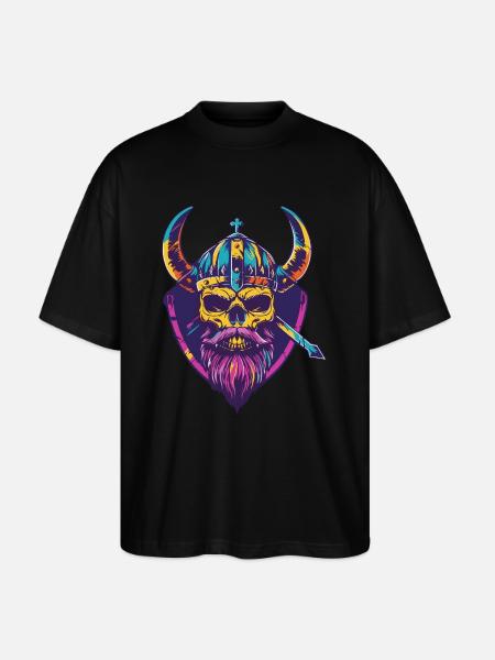 Viking Skeleton - Stanley/Stella Oversized Unisex Organic T-shirt Blaster 2.0 - black
