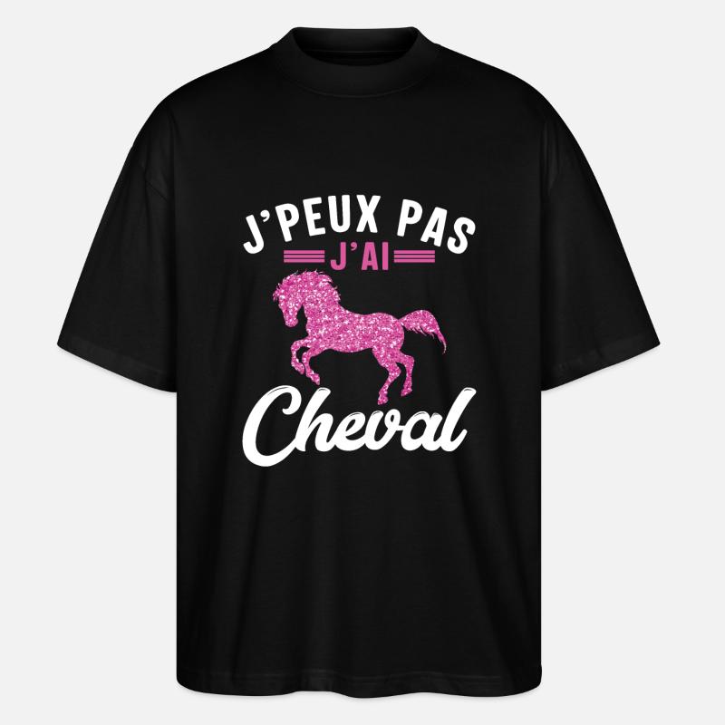 Je Peux Pas J'ai Cheval - T-shirt bio Blaster 2.0 coupe oversize Stanley/Stella Unisexe - noir