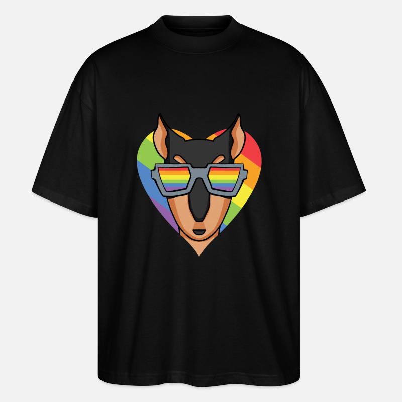 LGBT Hund Dobermann Regenbogen - Stanley/Stella Oversized Unisex Bio T-Shirt Blaster 2.0 - Schwarz