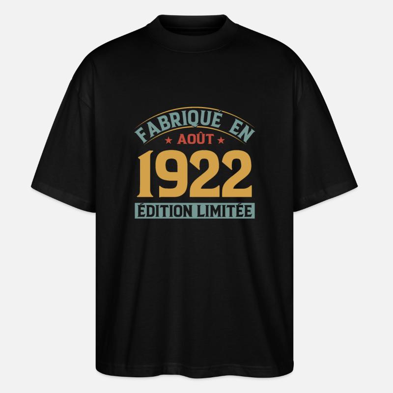 MILLÉSIME AOUT 1922 ÉDITION LIMITÉE - T-shirt bio Blaster 2.0 coupe oversize Stanley/Stella Unisexe - noir