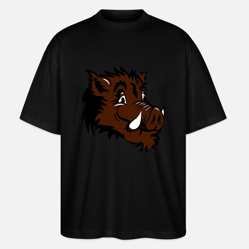 Wild boar head funny - Stanley/Stella Oversized Unisex Organic T-shirt Blaster 2.0 - black