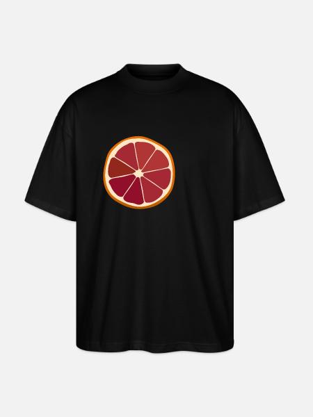 Eine Scheibe der Blutorange - Stanley/Stella Oversized Unisex Bio T-Shirt Blaster 2.0 - Schwarz