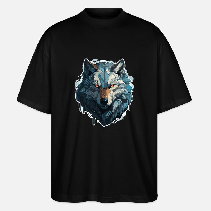 Wolf - Illustration - Stanley/Stella Oversized Unisex Bio T-Shirt Blaster 2.0 - Schwarz