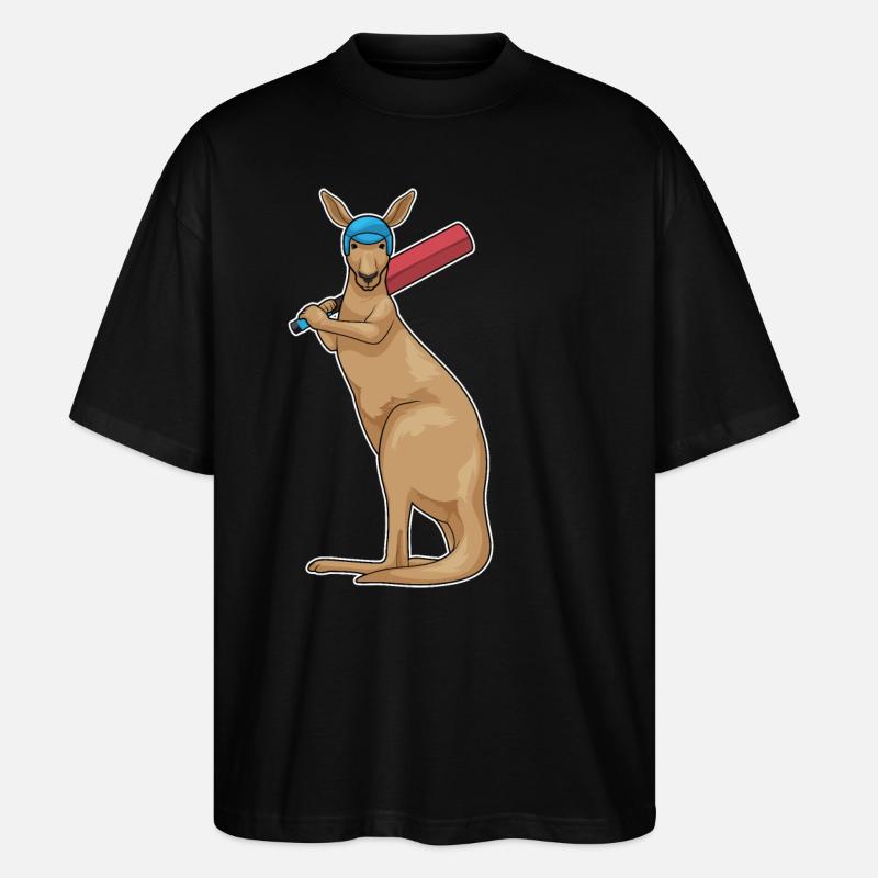 Kangaroo Cricket Cricket Bat - Stanley/Stella Oversized Unisex Organic T-shirt Blaster 2.0 - black