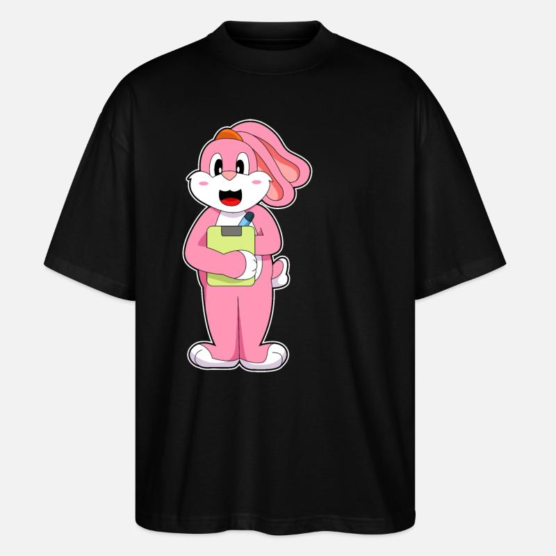 Rabbit Secretary Notepad - Stanley/Stella Oversized Unisex Organic T-shirt Blaster 2.0 - black