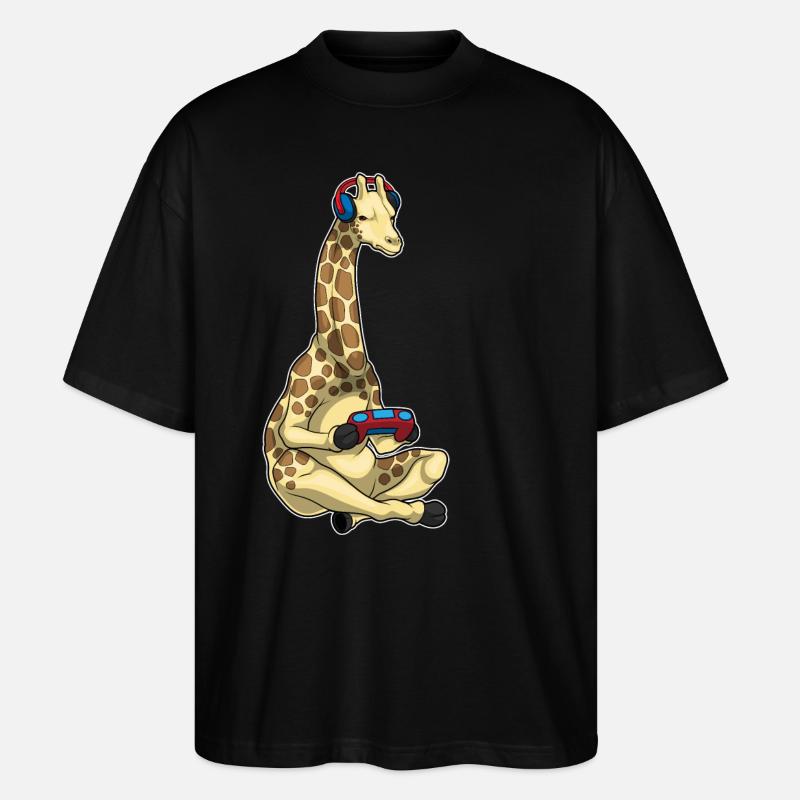 Giraffe Gamer Controller - Stanley/Stella Oversized Unisex Organic T-shirt Blaster 2.0 - black