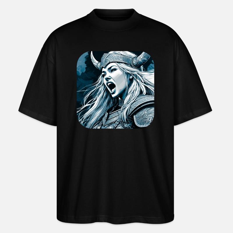 Fière Viking Germanin Shieldmaiden - T-shirt bio Blaster 2.0 coupe oversize Stanley/Stella Unisexe - noir