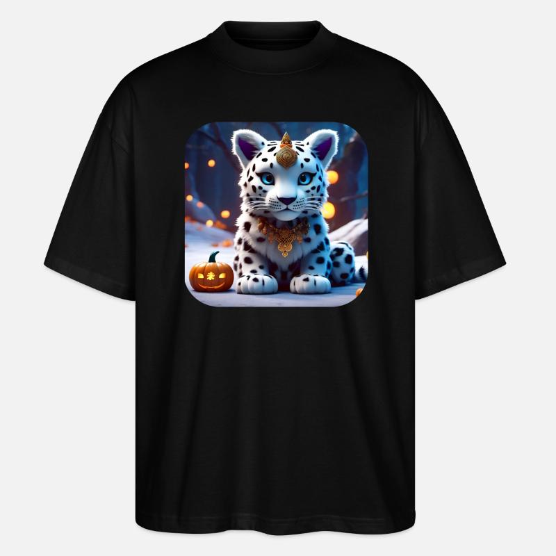 Niedlicher Schneeleopard - Stanley/Stella Oversized Unisex Bio T-Shirt Blaster 2.0 - Schwarz