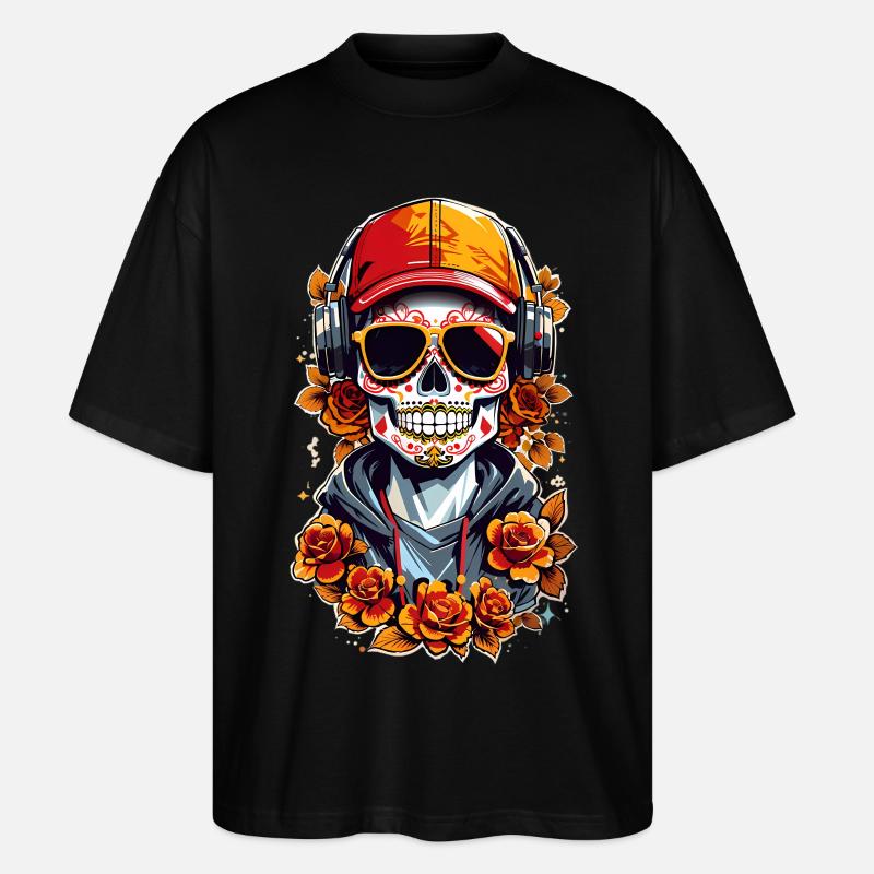 Zucker Schädel - Stanley/Stella Oversized Unisex Bio T-Shirt Blaster 2.0 - Schwarz