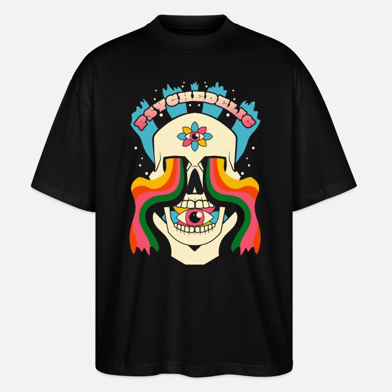 Psychedelic Skull Psychedelic Graphic - Stanley/Stella Oversized Unisex Organic T-shirt Blaster 2.0 - black