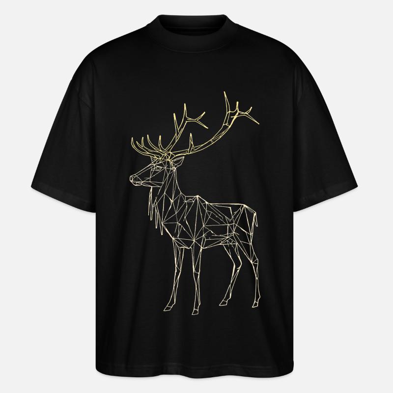 Polygon Deer - Geometric Winter - Stanley/Stella Oversized Unisex Organic T-shirt Blaster 2.0 - black