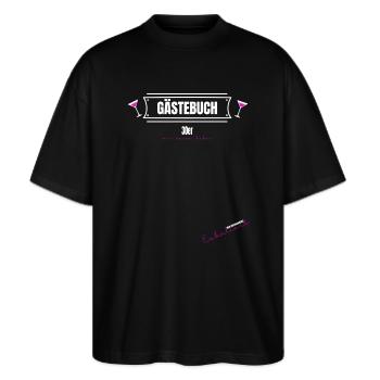 Geburtstag 30er Unterschreiben Gästebuch Frau 30ig - Stanley/Stella Oversized Unisex Bio T-Shirt Blaster 2.0 - Schwarz - Vorne - Alina (178cm) & Michal (187cm)