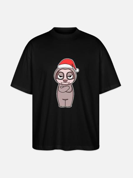 Sloth Christmas - Stanley/Stella Oversized Unisex Organic T-shirt Blaster 2.0 - black