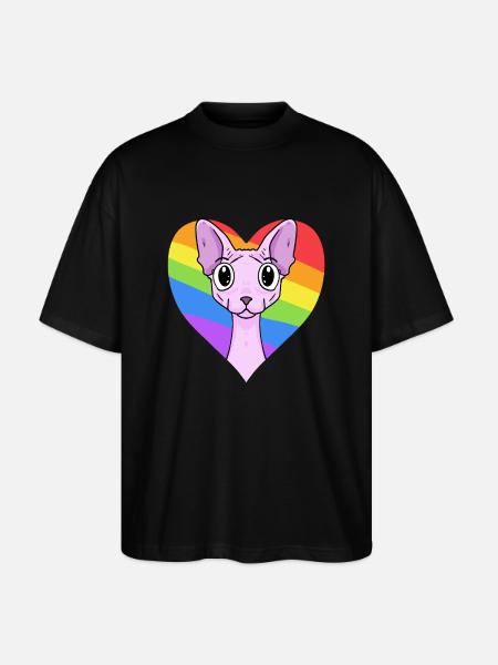 LGBT Cat Sphynx Rainbow - Stanley/Stella Oversized Unisex Organic T-shirt Blaster 2.0 - black