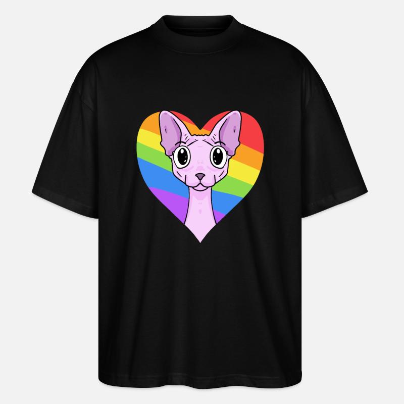 Chat LGBT Sphynx Rainbow - T-shirt bio Blaster 2.0 coupe oversize Stanley/Stella Unisexe - noir