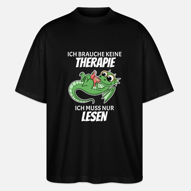 Bücher Drache Drachen - Stanley/Stella Oversized Unisex Bio T-Shirt Blaster 2.0 - Schwarz