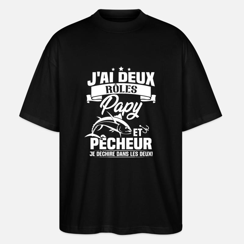 Papy Et pêcheur - T-shirt bio Blaster 2.0 coupe oversize Stanley/Stella Unisexe - noir