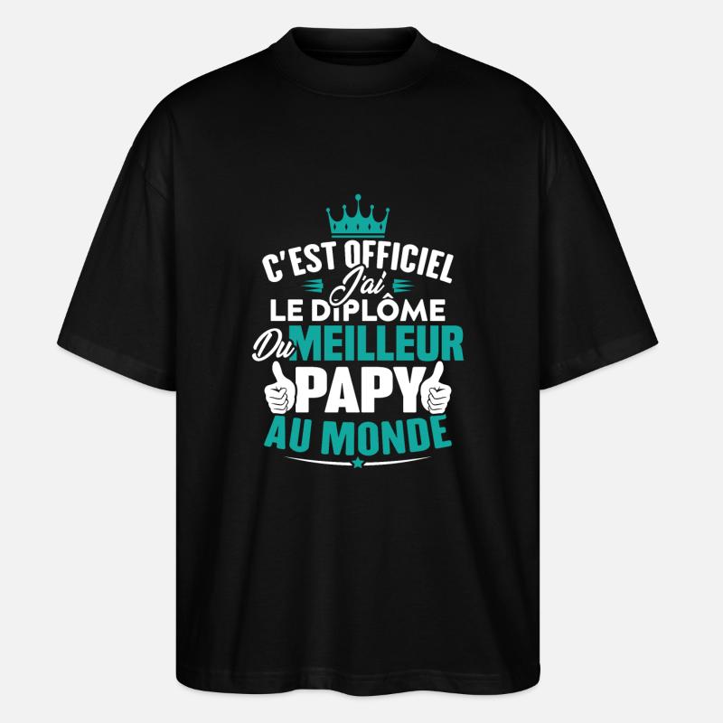 Meilleur papy au monde - T-shirt bio Blaster 2.0 coupe oversize Stanley/Stella Unisexe - noir
