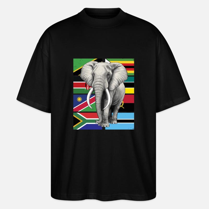 Drapeaux éléphants d’Afrique - T-shirt bio Blaster 2.0 coupe oversize Stanley/Stella Unisexe - noir