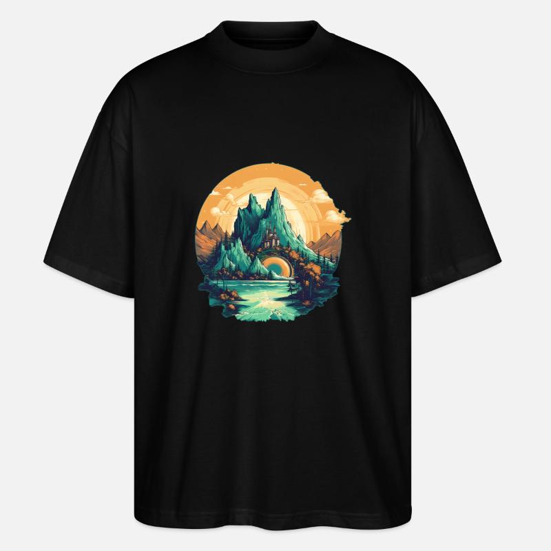 Landschaft - Stanley/Stella Oversized Unisex Bio T-Shirt Blaster 2.0 - Schwarz