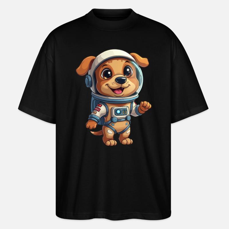 Dessin animé Astronaute Chien - T-shirt bio Blaster 2.0 coupe oversize Stanley/Stella Unisexe - noir