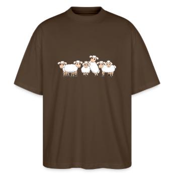Lamb - Stanley/Stella Oversized Unisex Organic T-shirt Blaster 2.0 - mocha - Front - Alina (178cm) & Michal (187cm)