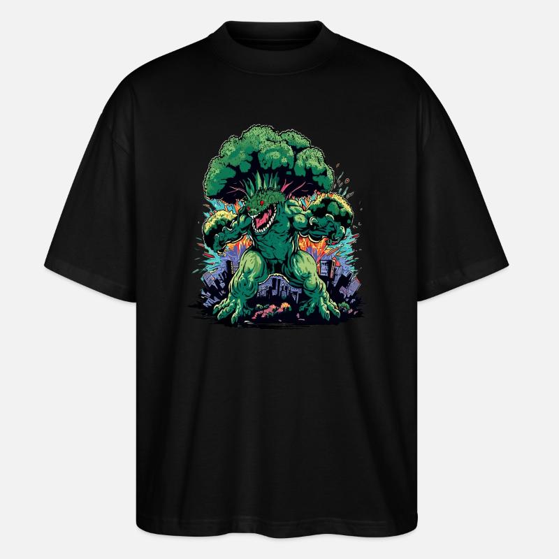 Brokkozilla monstre géant de brocoli - T-shirt bio Blaster 2.0 coupe oversize Stanley/Stella Unisexe - noir