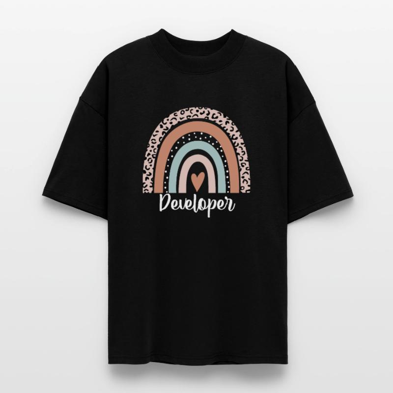 Developer Rainbow Leopard Funny Developer Stanley/Stella Oversized Unisex Organic T-shirt Blaster 2.0